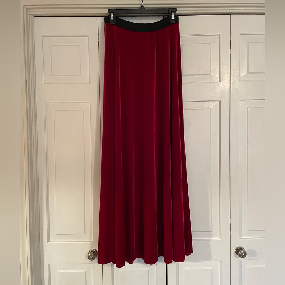 Vintage Carol Little Saint Tropez gorgeous red velvet long skirt. Medium.